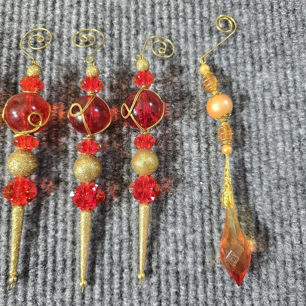 Zaer Ltd Acrylic‎ Crystal Dangle Drop Christmas Tree Ornaments Lot Of 12 Vintage